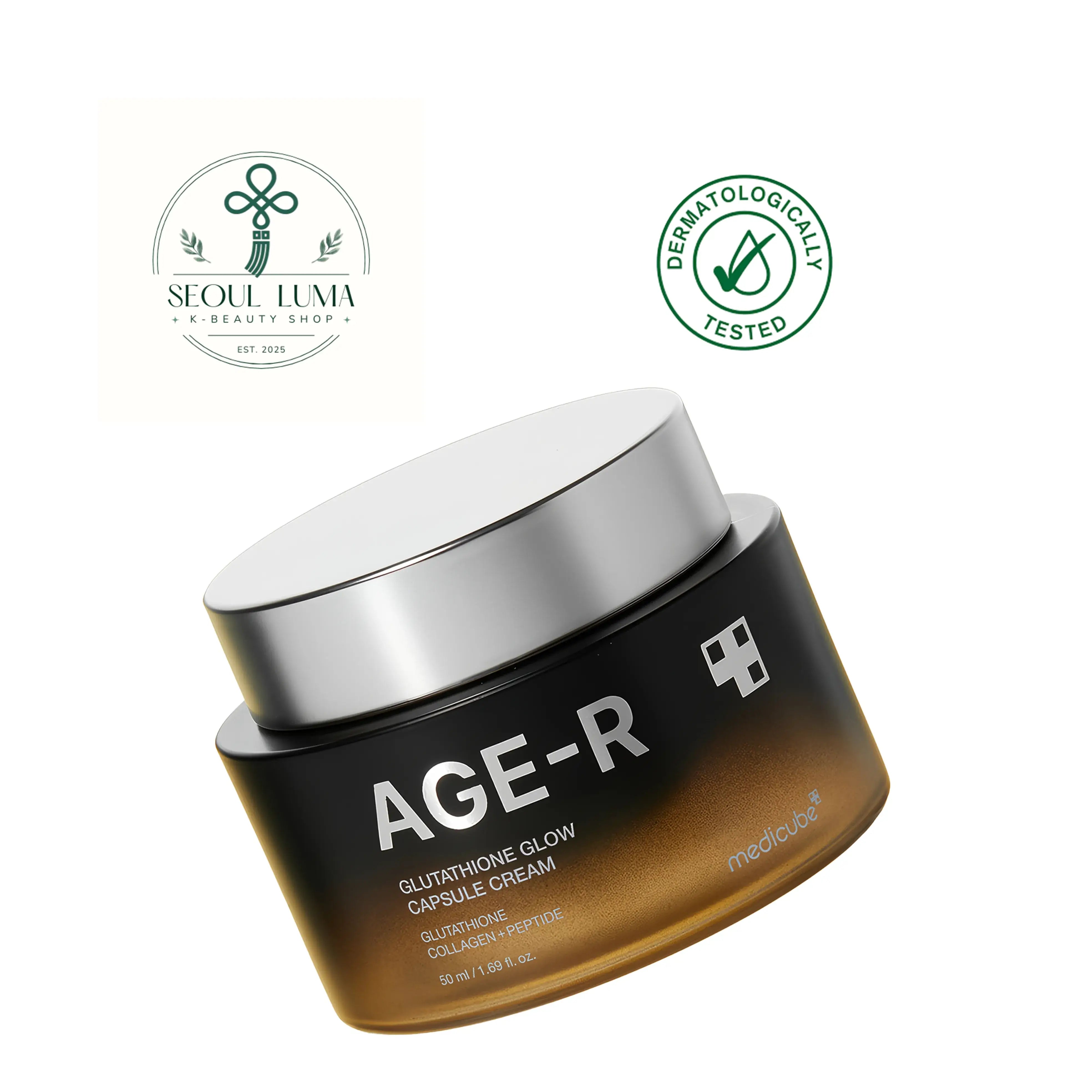 MEDICUBE AGE-R Glutathione Glow Capsule Cream with 99.4% pure glutathione capsules and phospholipid technology for instant radiance